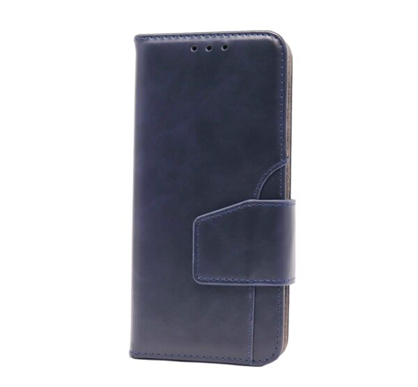 Premium PU Leather with Front Slot Card Wallet Case for Samsung Galaxy S9 Plus - Navy Blue